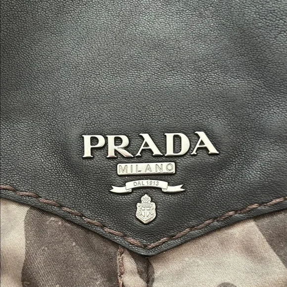 Prada Nylon and Lambskin Leather camouflage 2 way bag